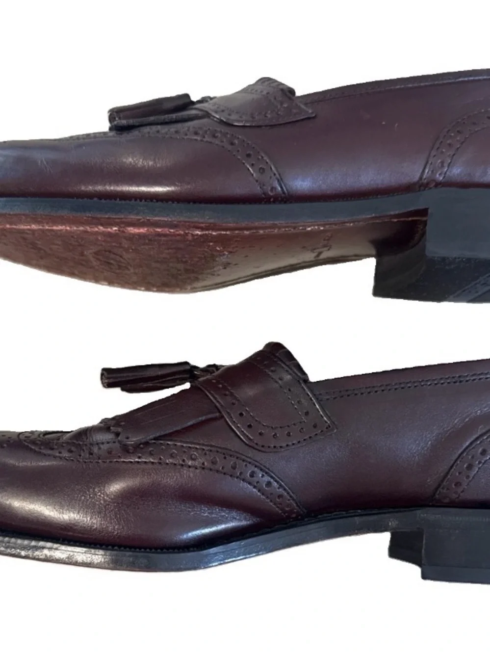 Florsheim Men’s Tassel Kiltie Slip-on Wing Tip Loafers - Burgundy Sz 9
